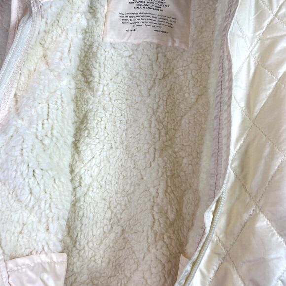 L.L Bean Cream Sherpa Lined Vest Quilted Size XSP - Picture 7 of 9